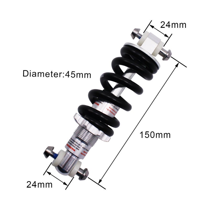 SENQI Folding Bike Mountain Bike Rear Shocks 100/125/135/150mm*1000LBS Spring Shock Absorbers(150mm) - Image 2